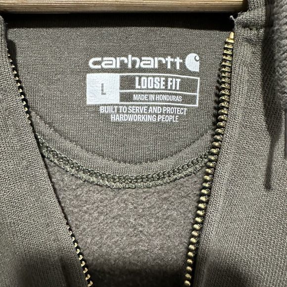Carhartt Loose Fit Green Full Zip Hoodie Jacket Size Large - Picture 3 of 11